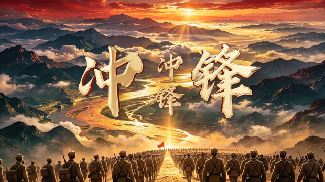 少儿红歌冲锋冲锋合唱led视频背景-画面有词