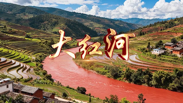 歌曲大红河led视频背景-有词