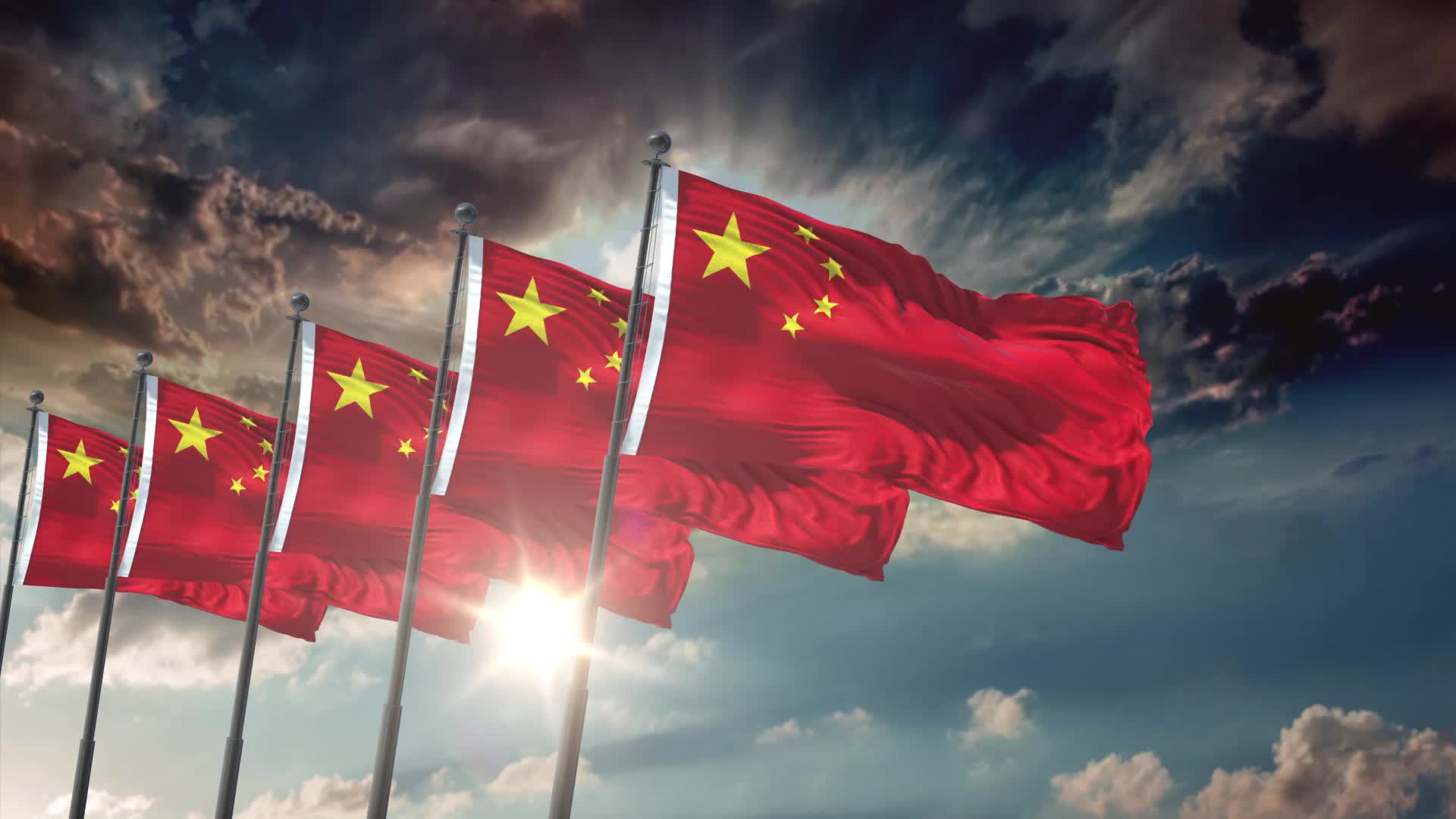 五星红旗迎风飘扬素材