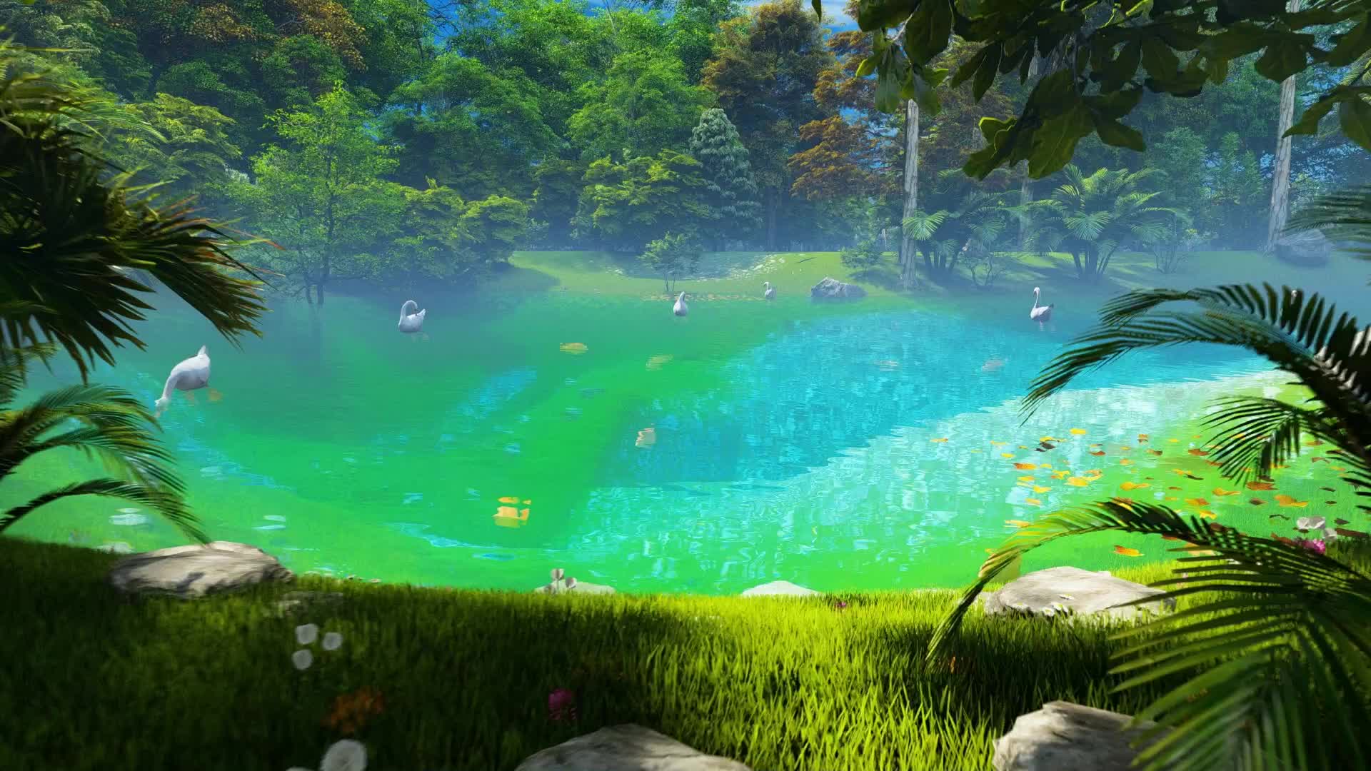 天鹅湖动画美景视频素材