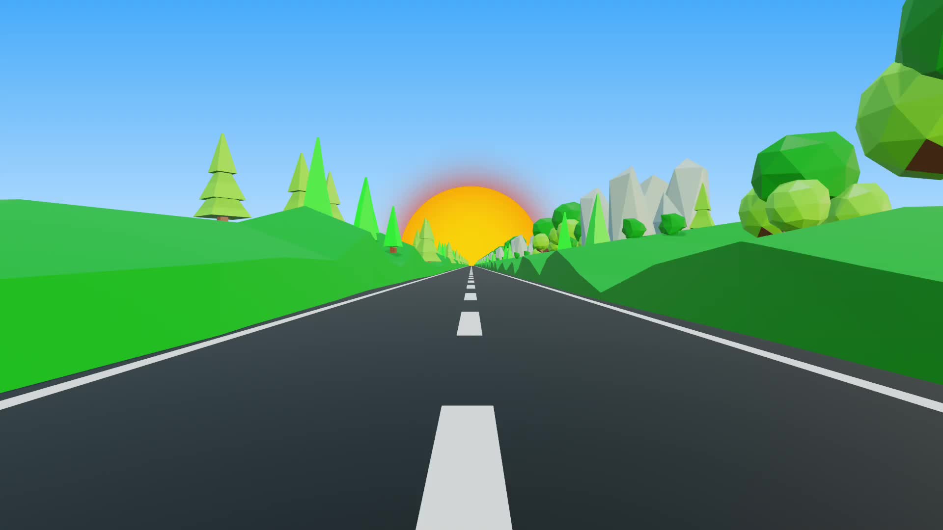 小路上奔跑动画素材