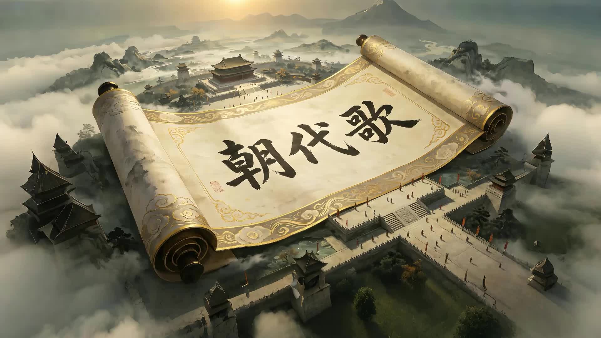 朝代歌led视频背景-有左下角小字描述