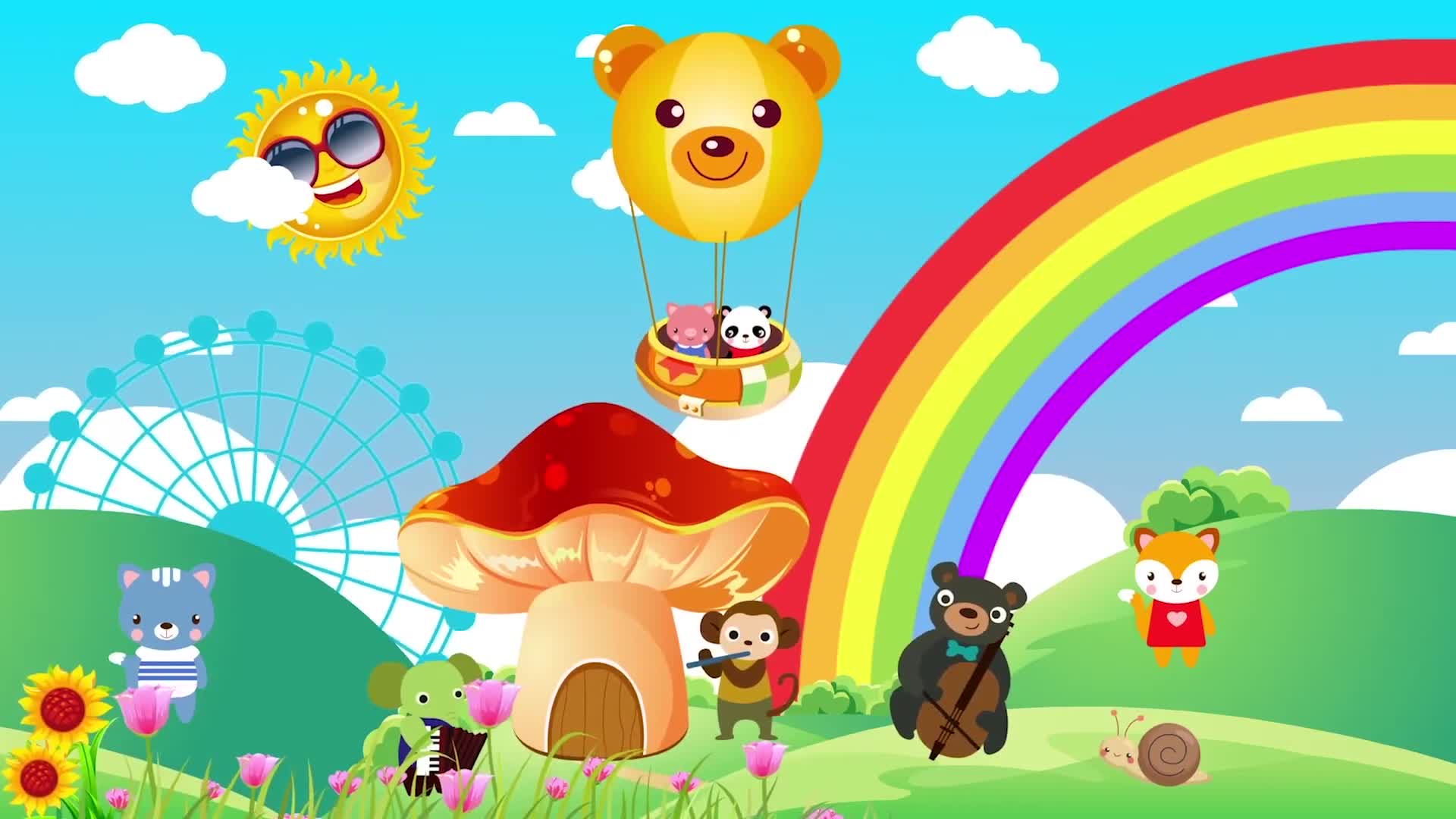 卡通彩虹动物游乐园led视频背景素材