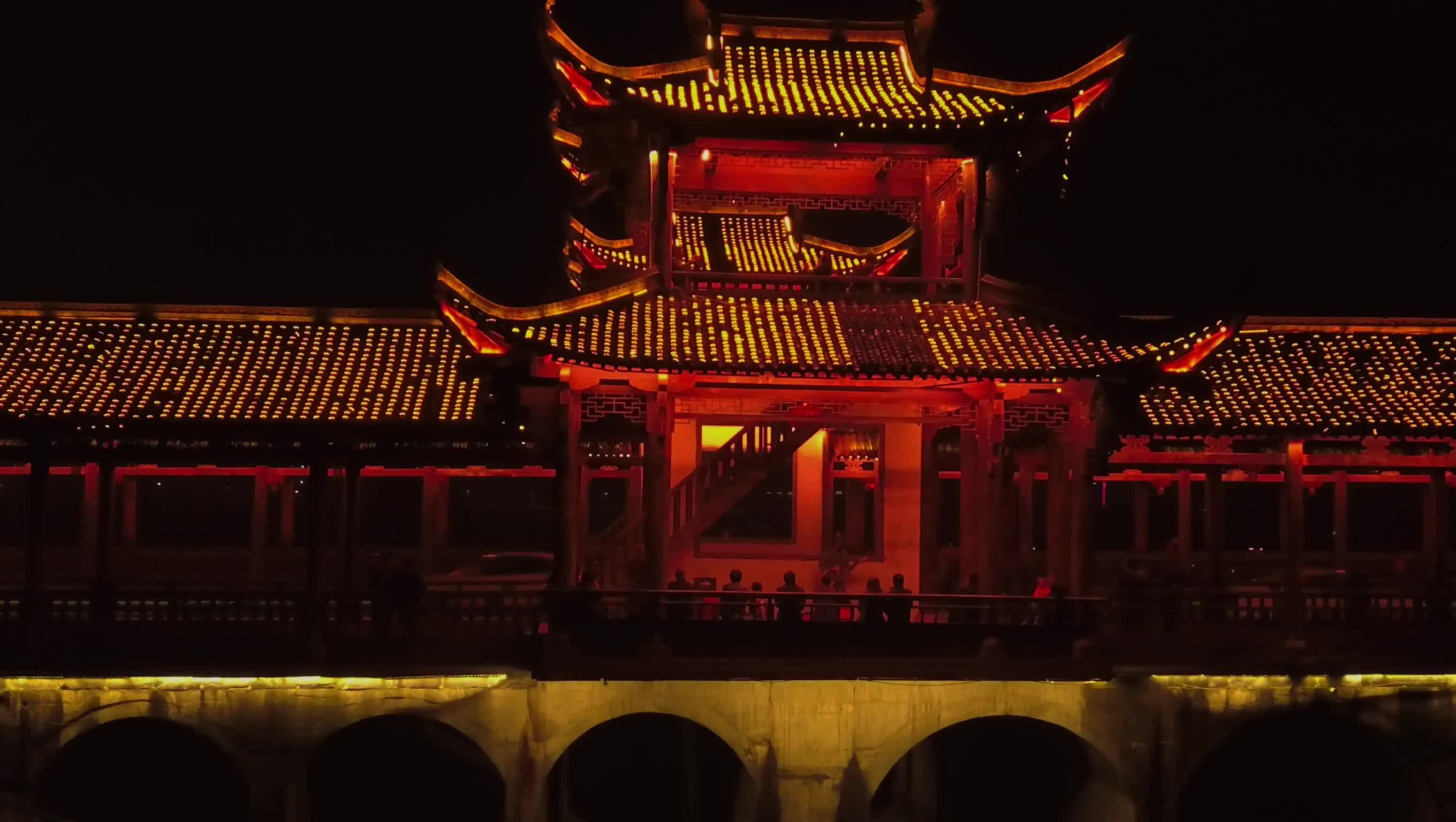 北京传统古建筑夜景