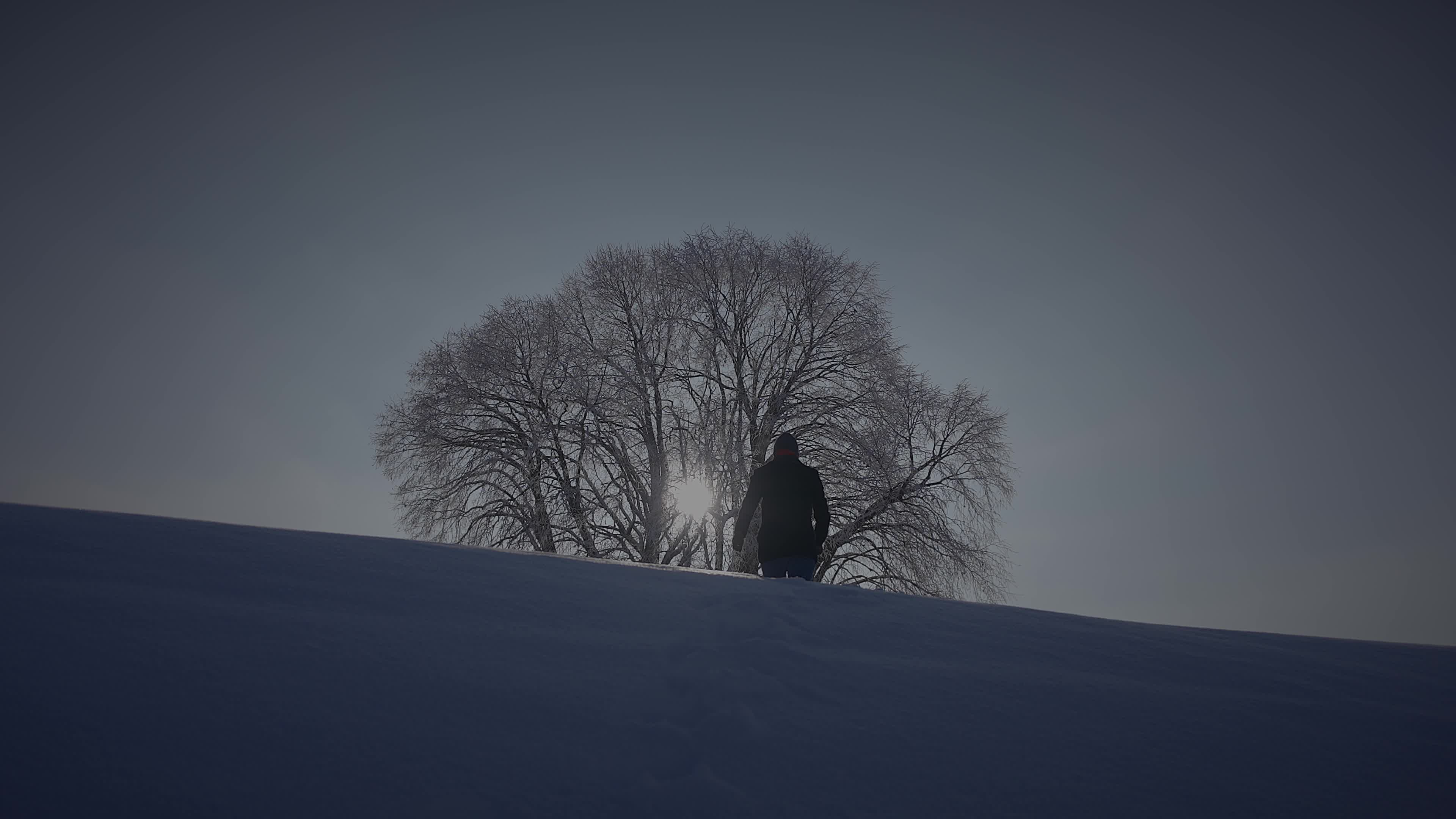 男人走在雪地里