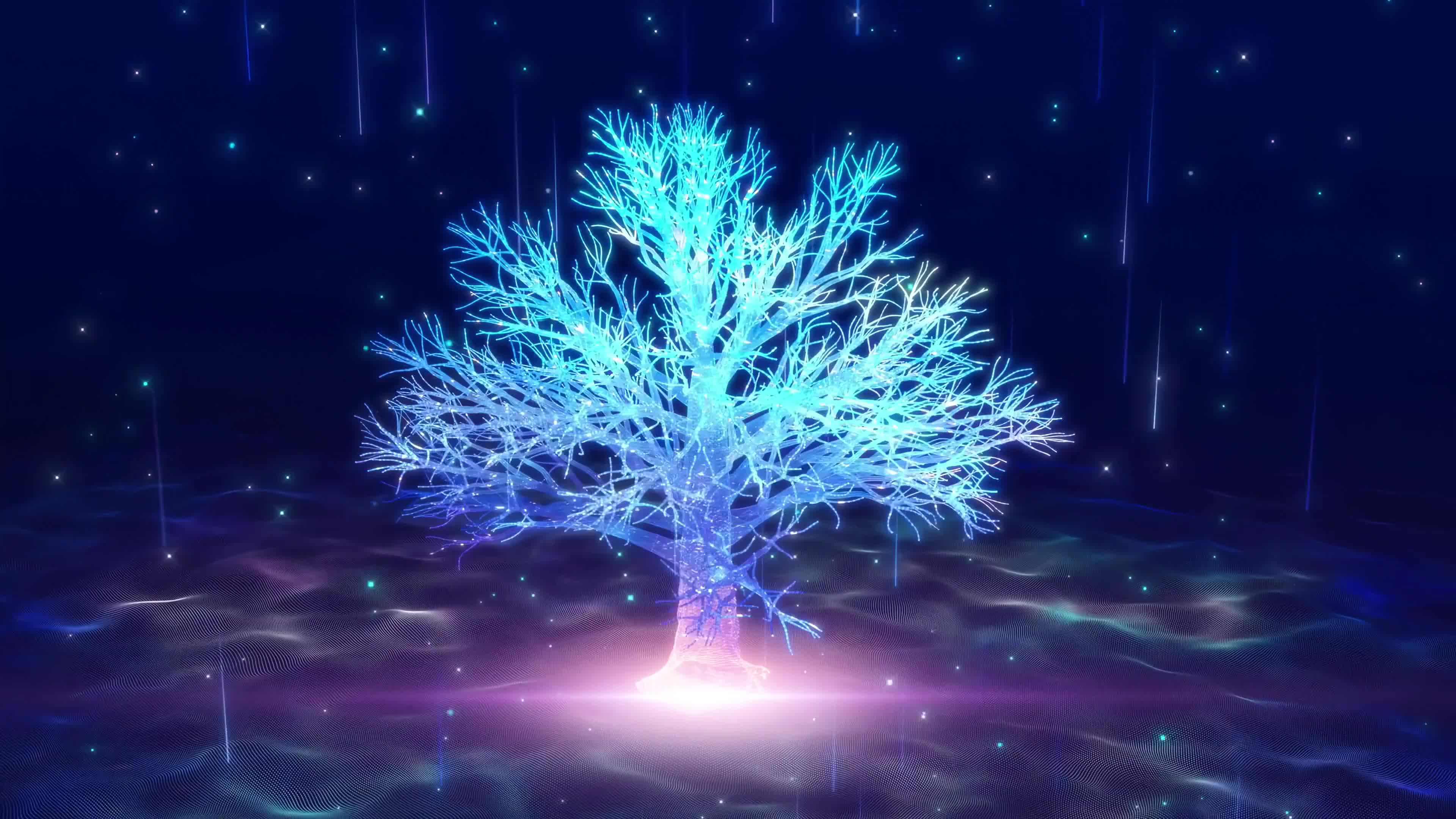 唯美粒子光效大树动画素材