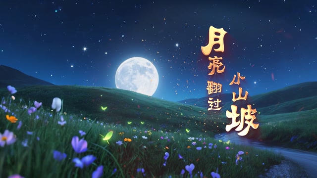 月亮翻过小山坡led视频背景-有词