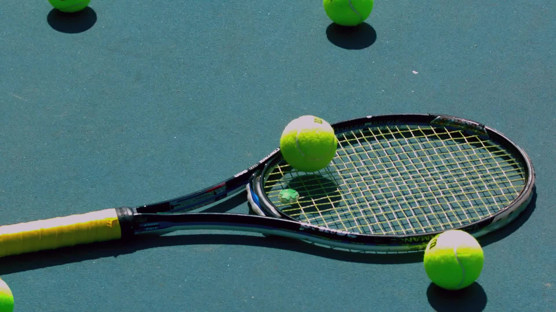 网球拍体育运动视频素材