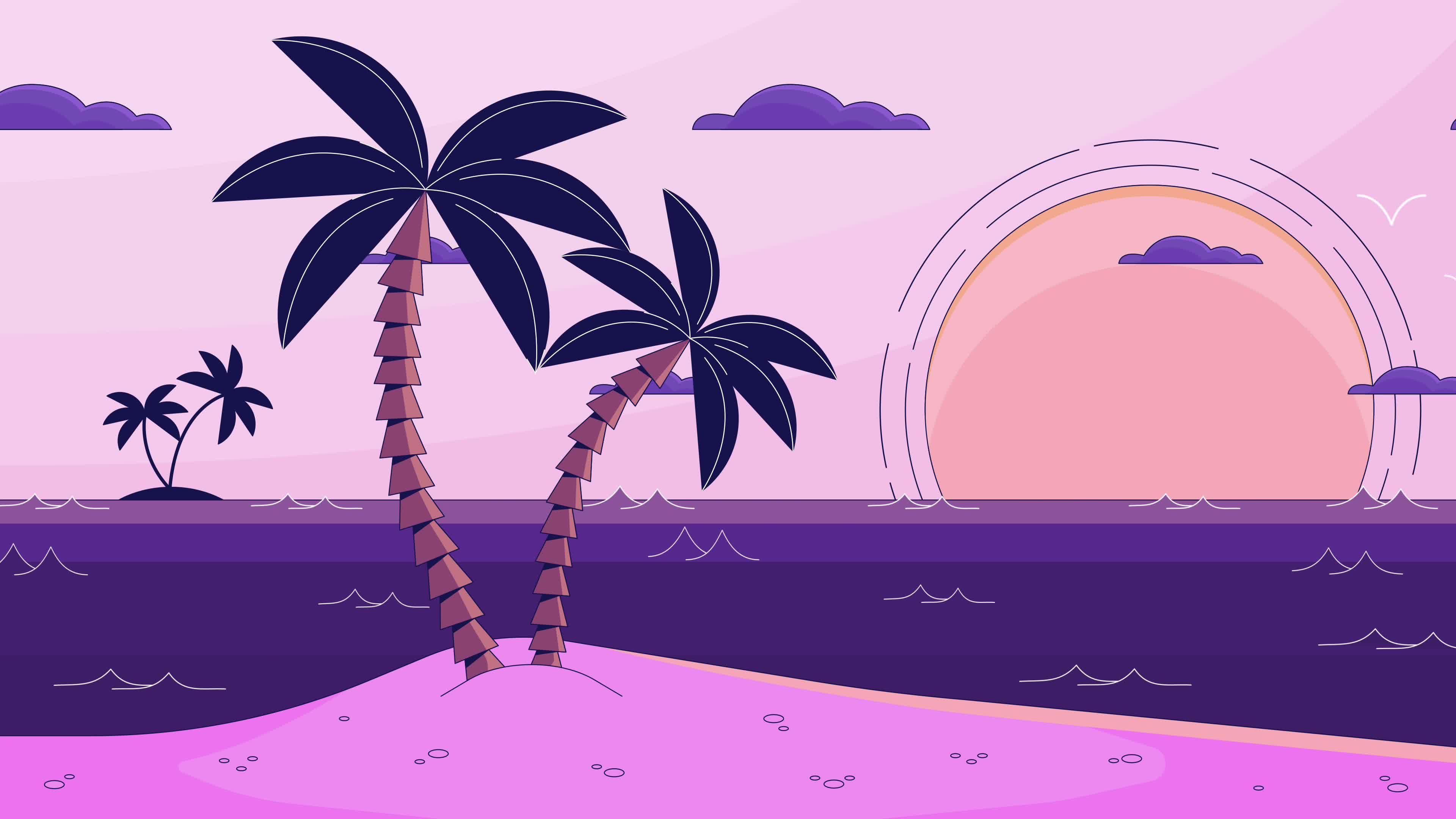 大海美景卡通动画素材