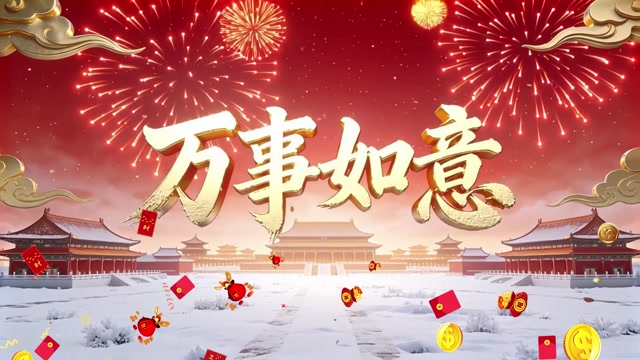万事如意led视频背景-有词