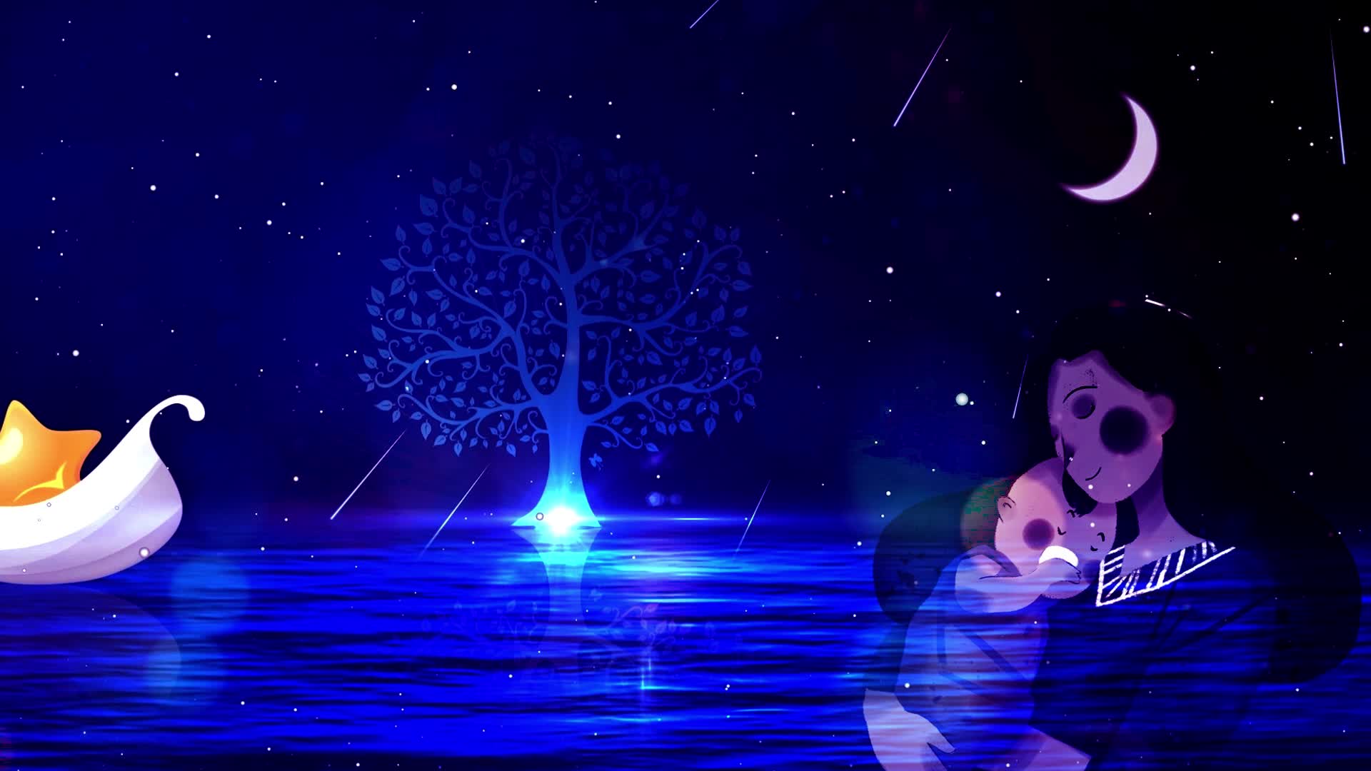唯美浪漫 蓝色粒子母亲节 母爱 感恩节 演出大屏视频背景素材