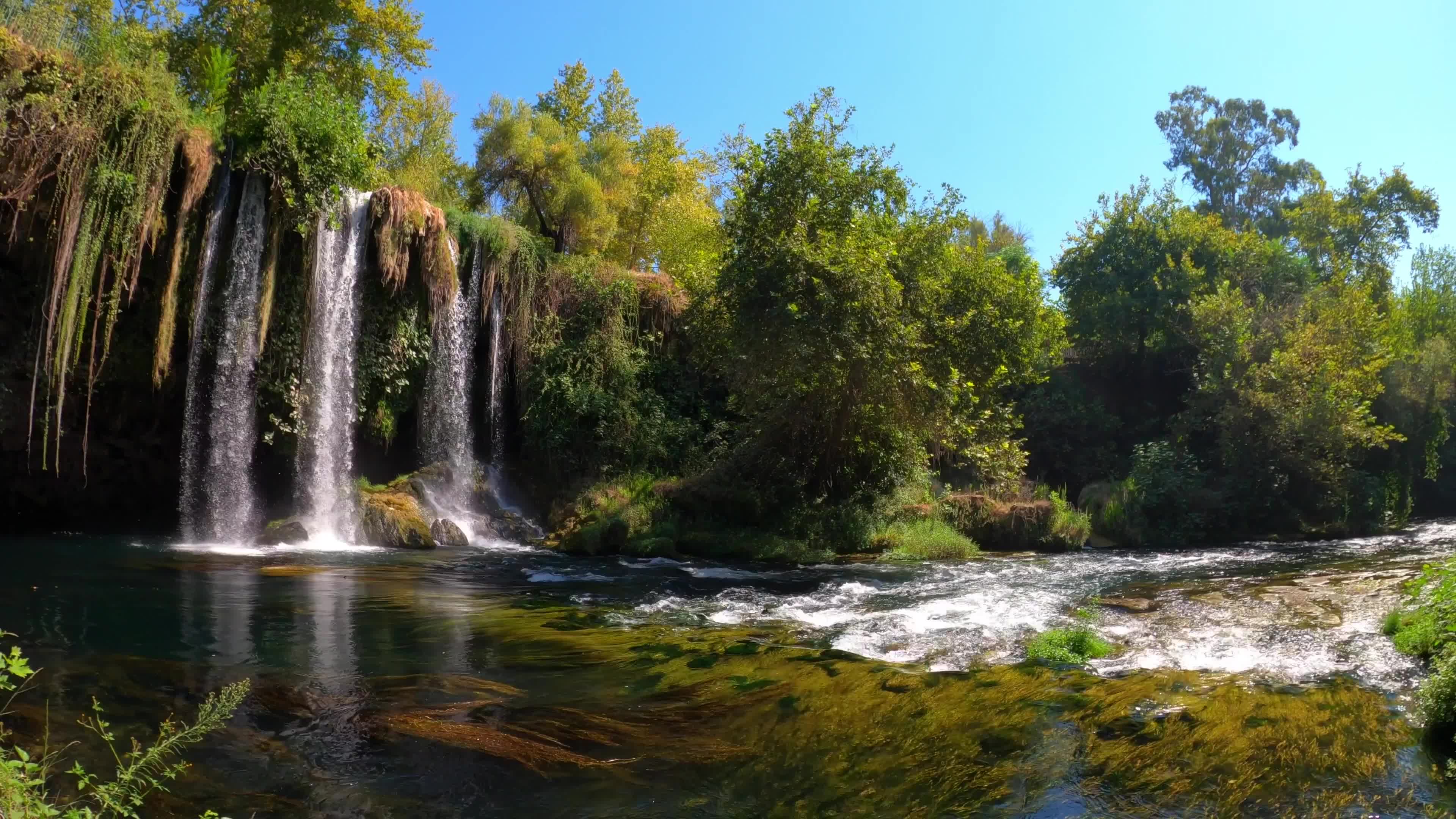 实拍大自然风景森林瀑布河流视频素材