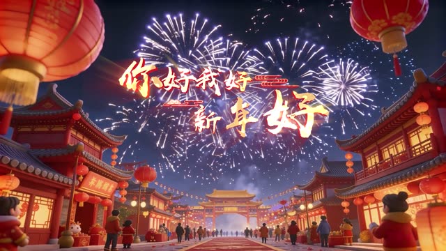 你好我好新年好led视频背景-无词