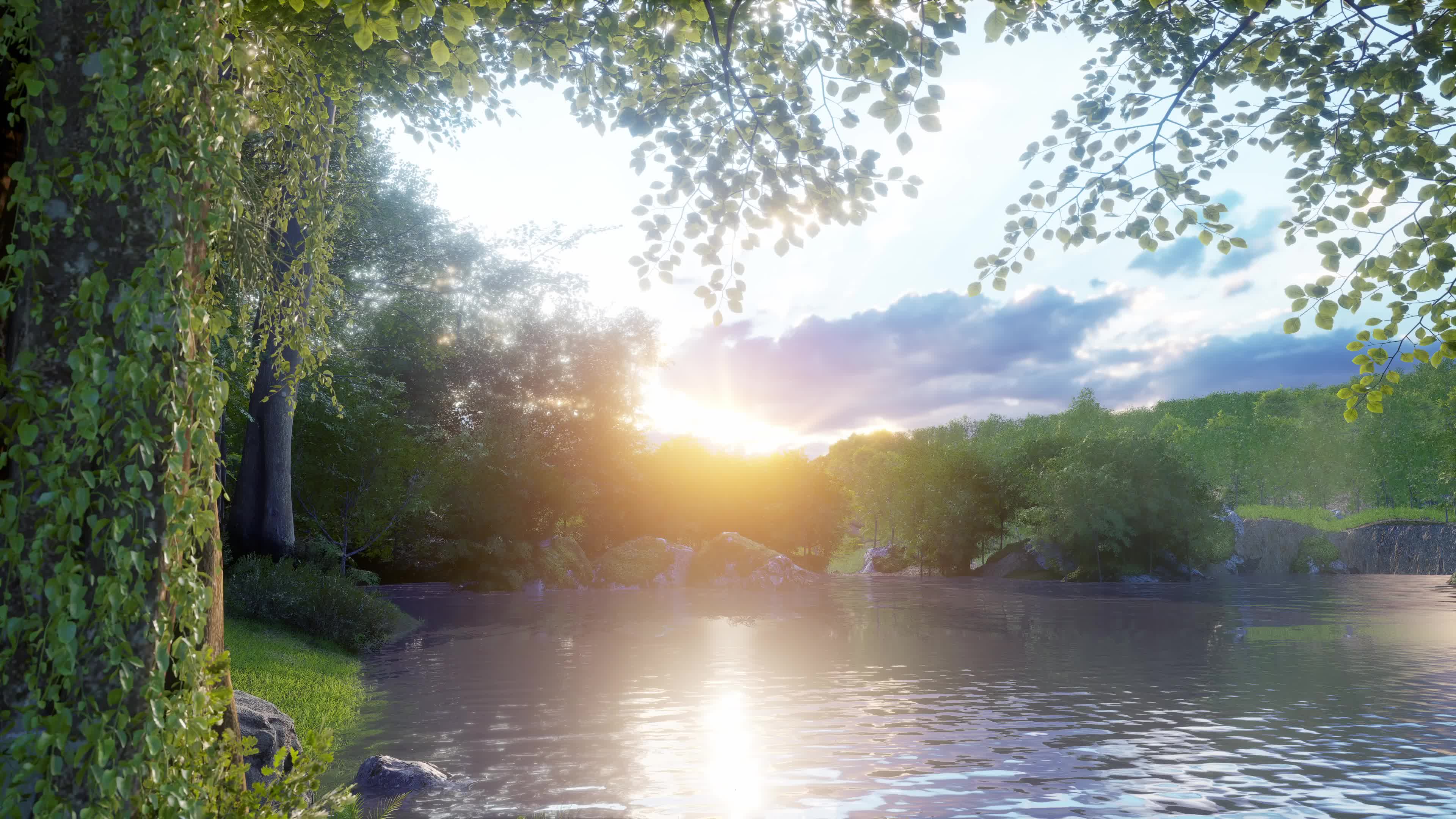 森林湖水美景
