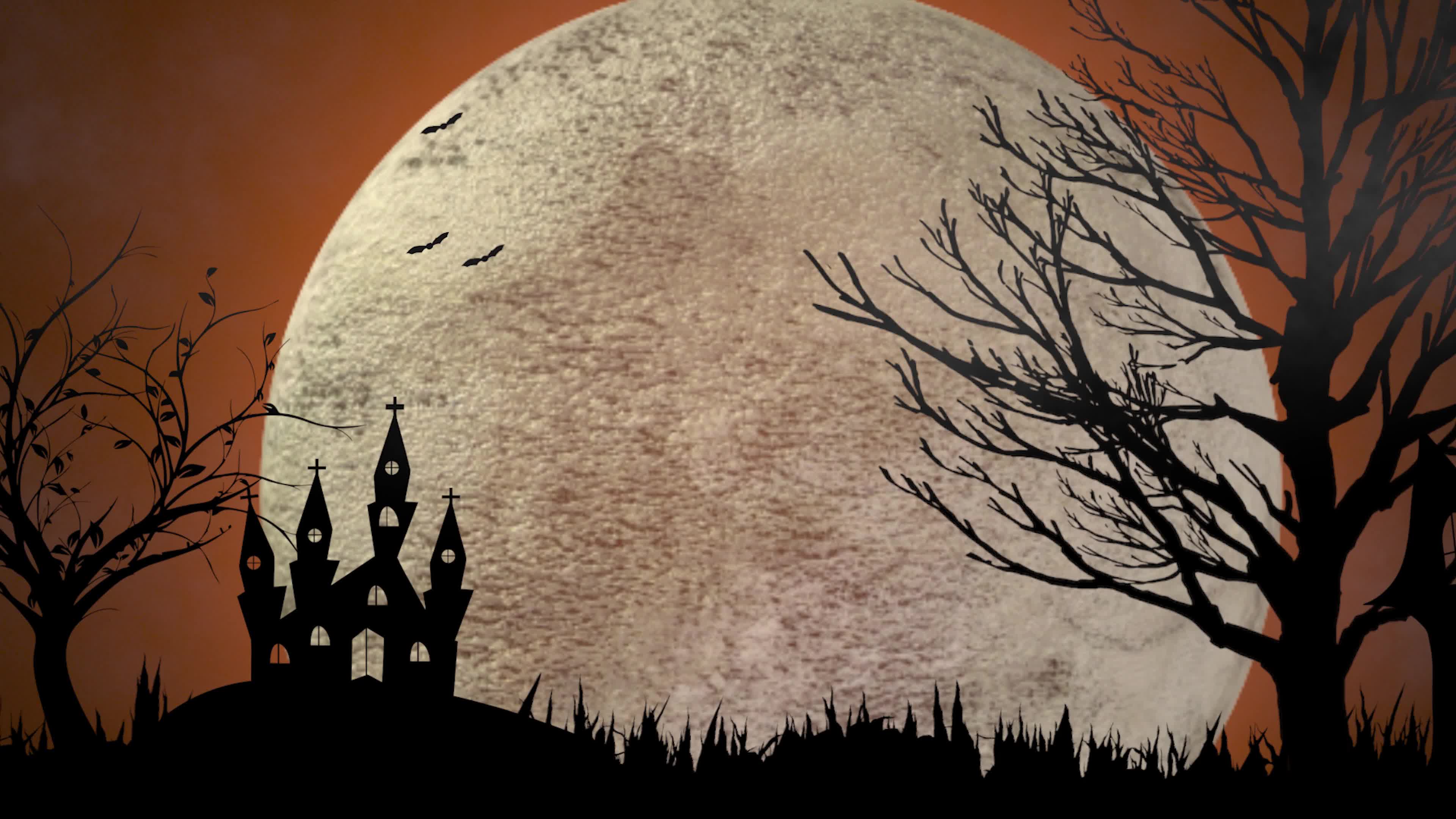 卡通动漫童话场景夜晚城堡月亮视频素材