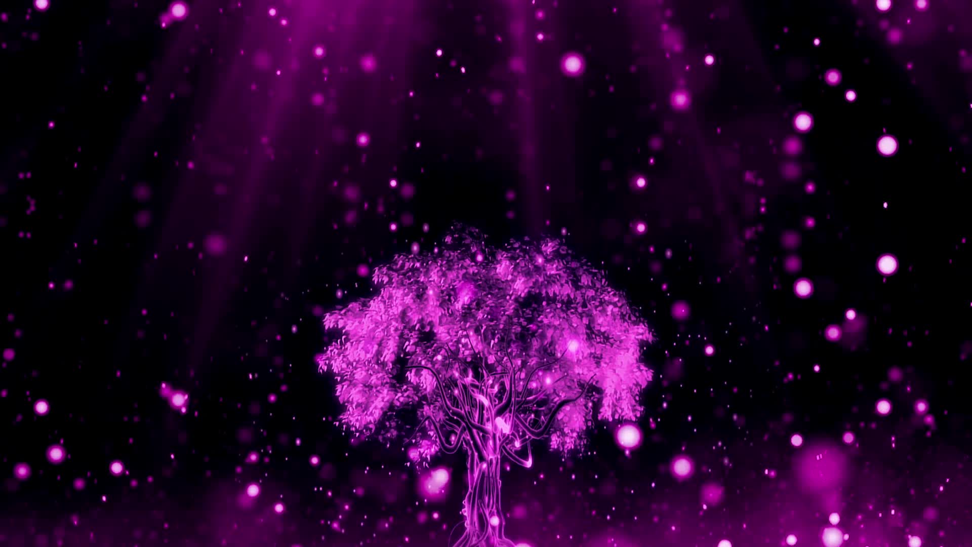 起风了led配乐成品视频浪漫爱情抒情唯美紫色粒子舞台大屏视频背景粒子大树视频背景