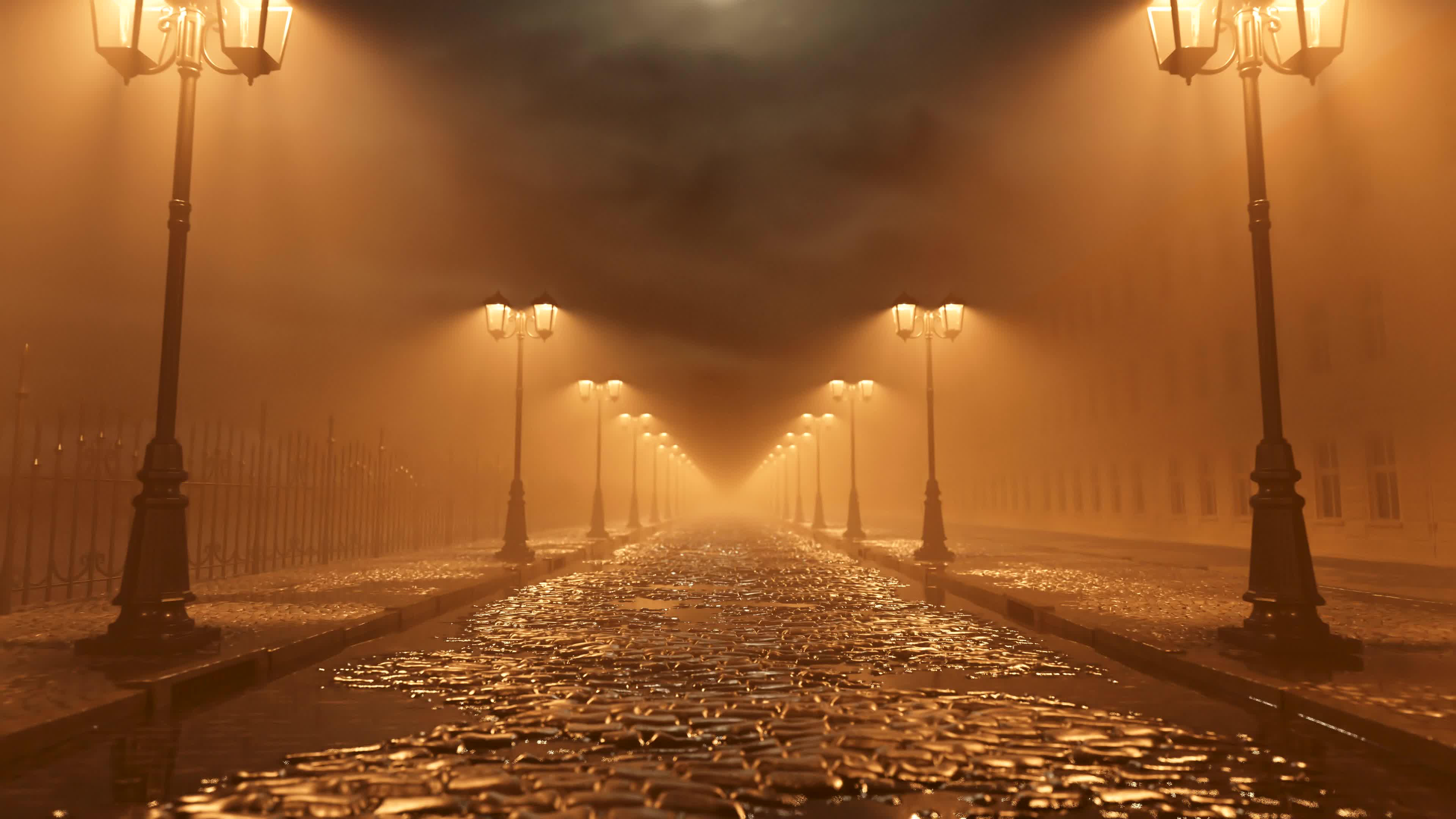 夜晚街道路灯