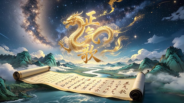 正气歌led视频背景-画面有词