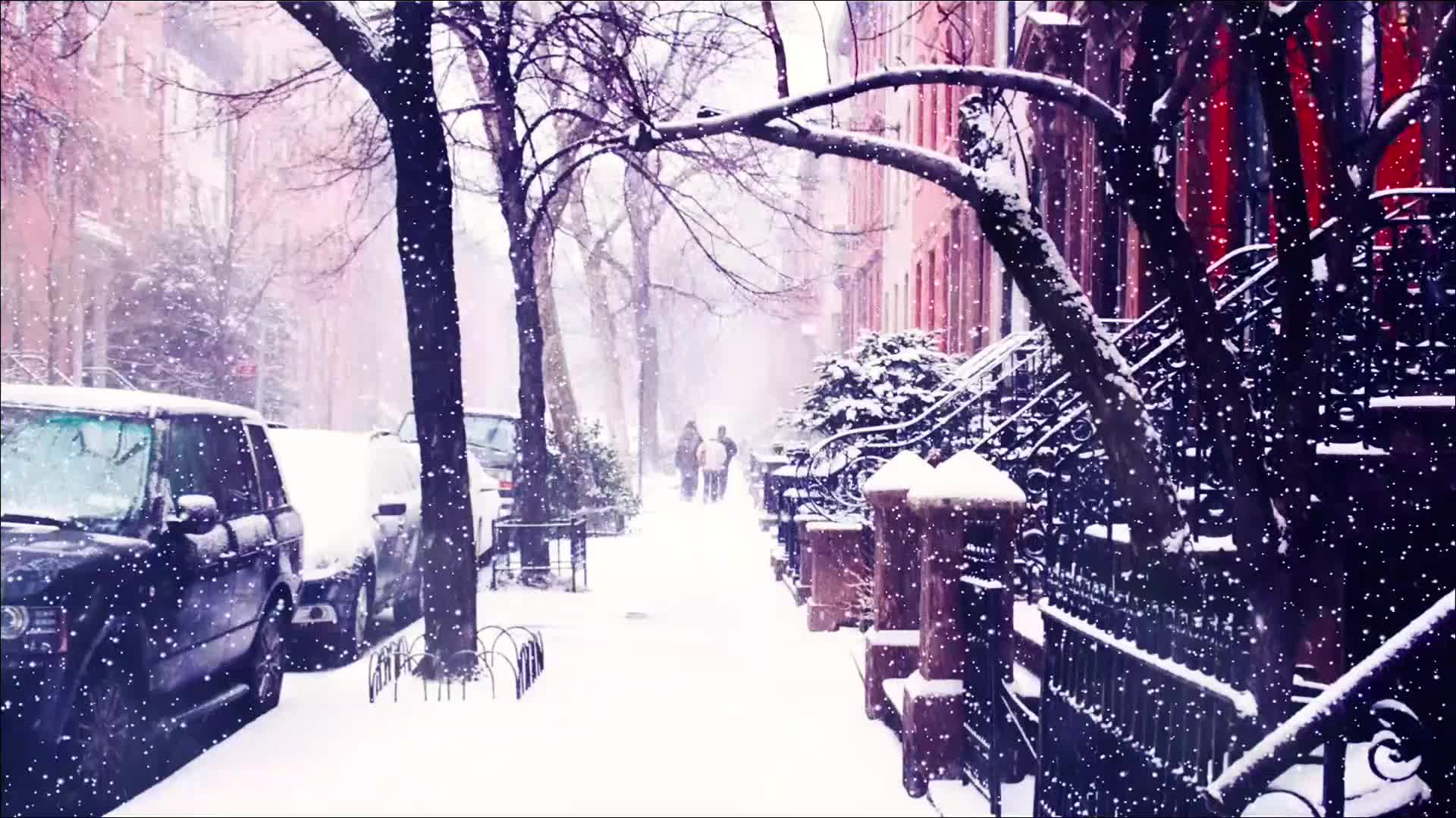 冬季城市街道雪景
