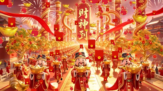 财神到led视频背景-画面有词
