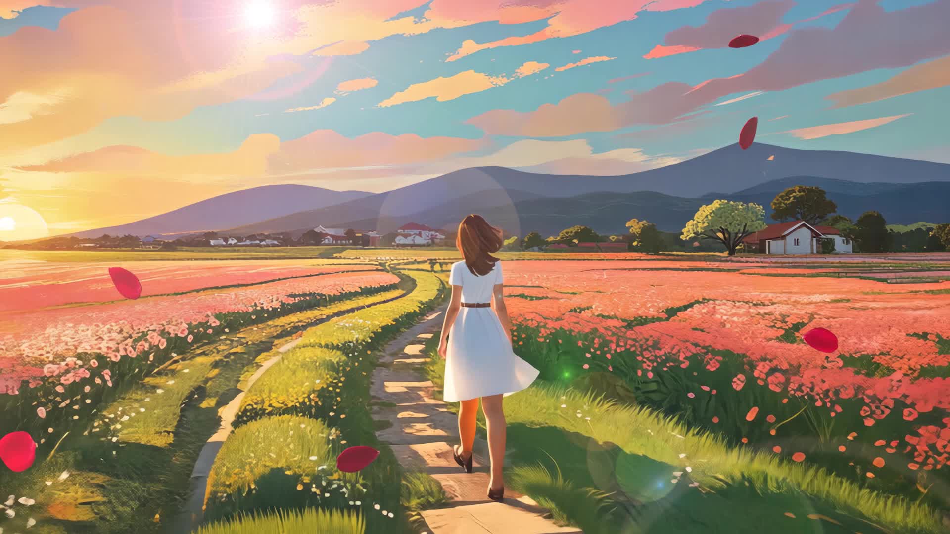 田觅蜜歌曲萱草花led视频背景-无词
