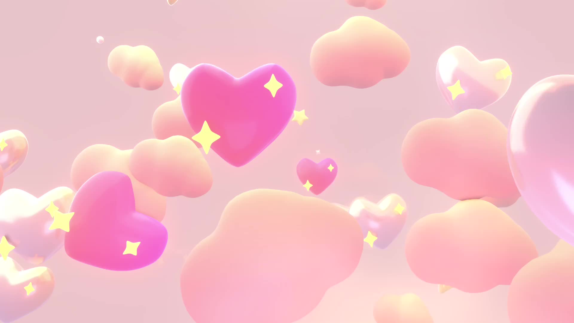 粉色爱心云朵动画