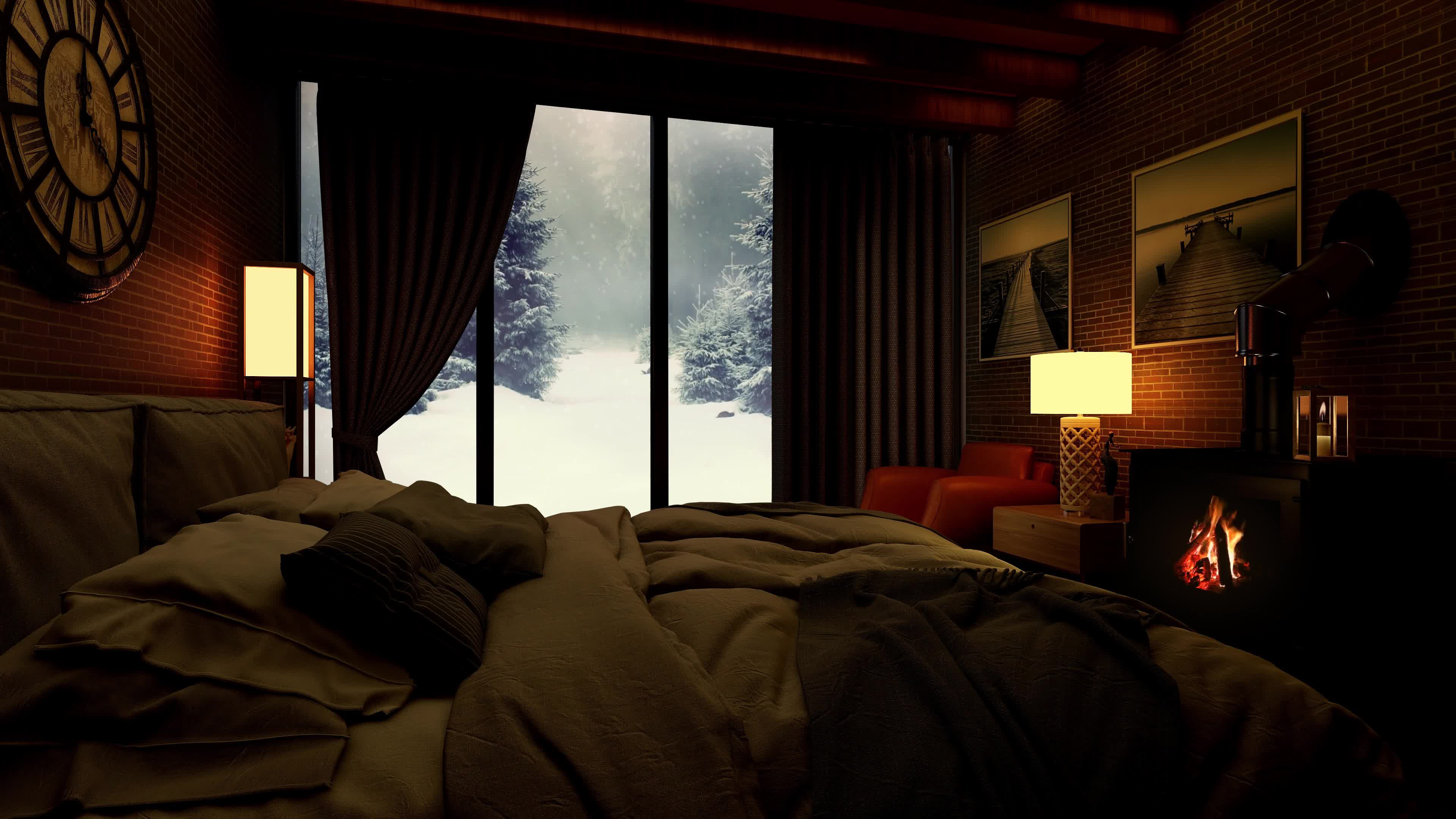 冬季温暖的卧室