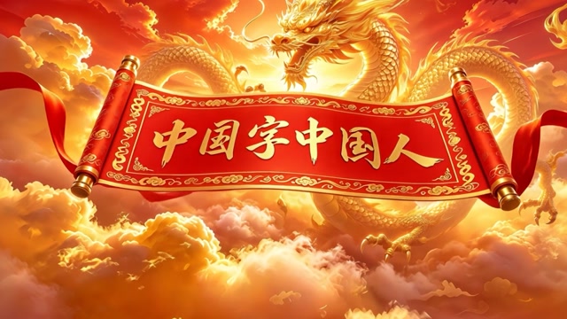 中国字中国人led视频背景-画面有词