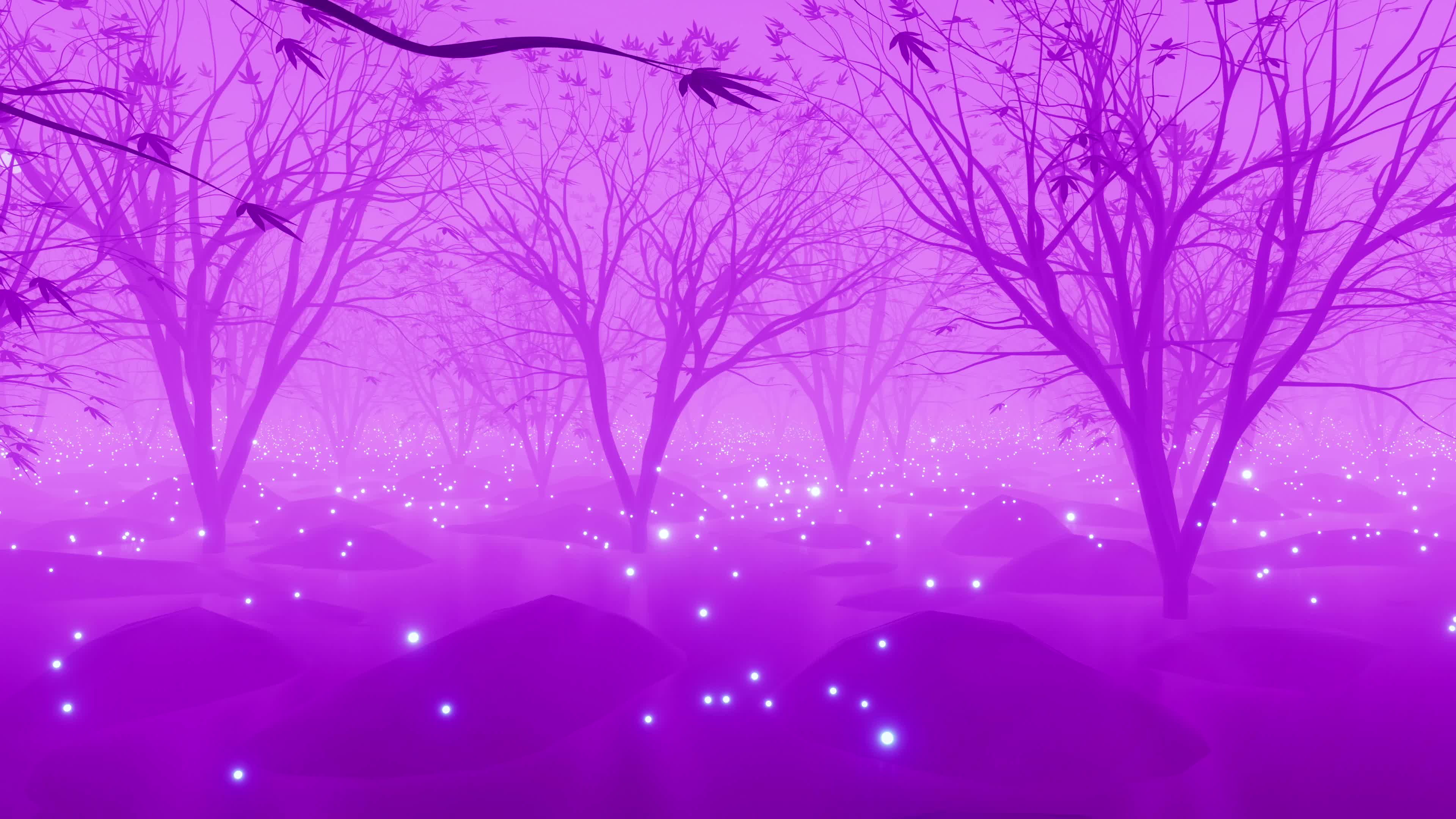 紫色梦幻森林夜景素材