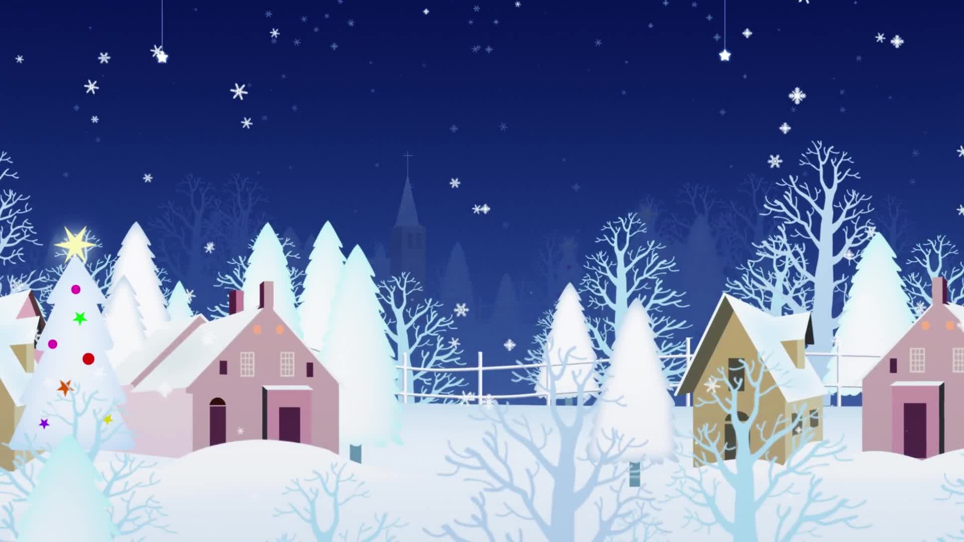 冬季雪景动画视频背景素材
