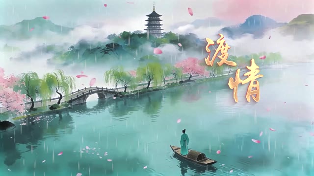 渡情led视频背景-画面有词