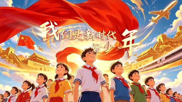 我们是新时代好少年led视频背景-画面有词