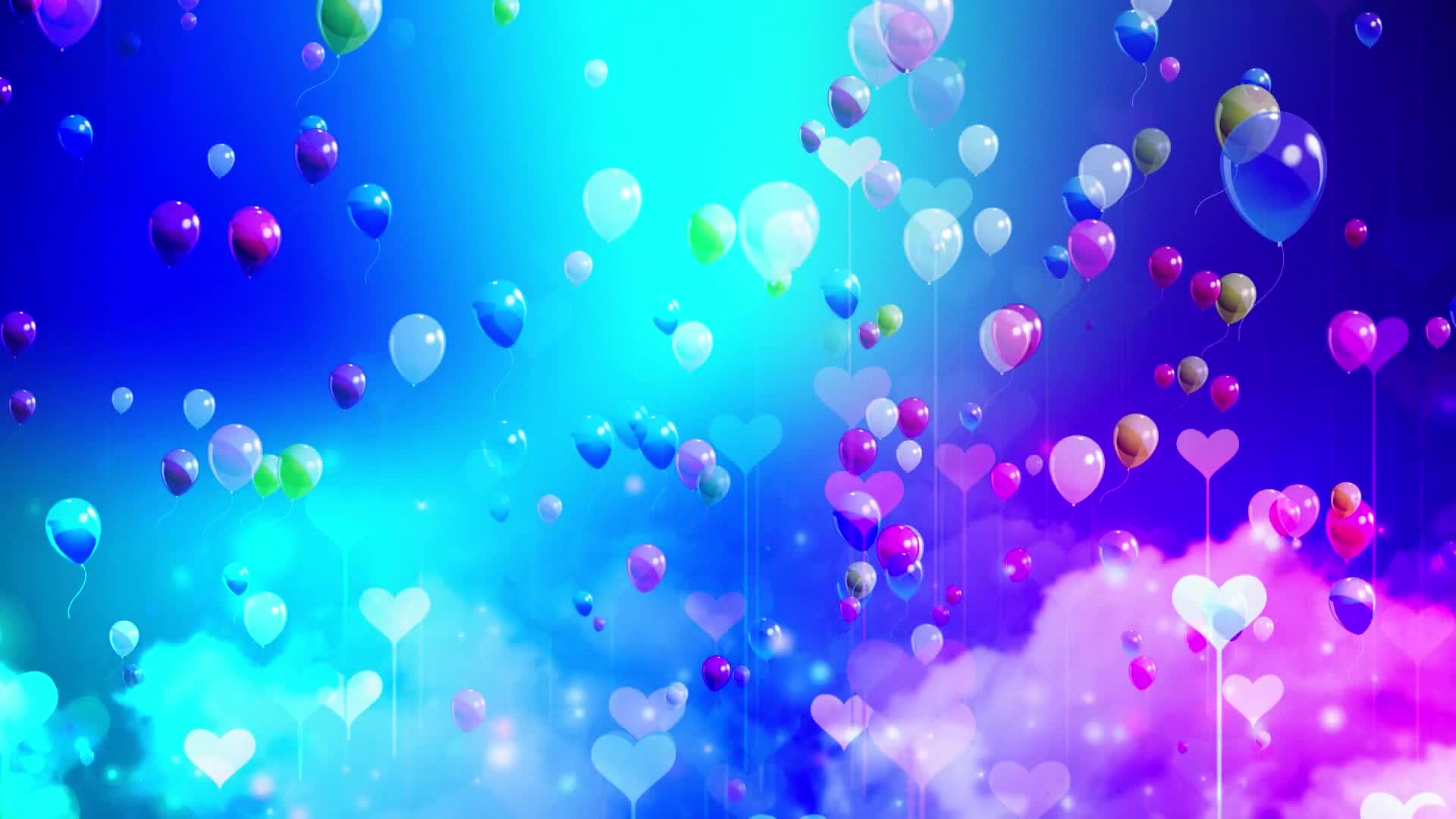 彩色天空爱心气球儿歌背景 婚礼视频背景