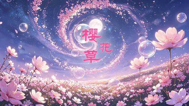 樱花草led视频背景-画面有词