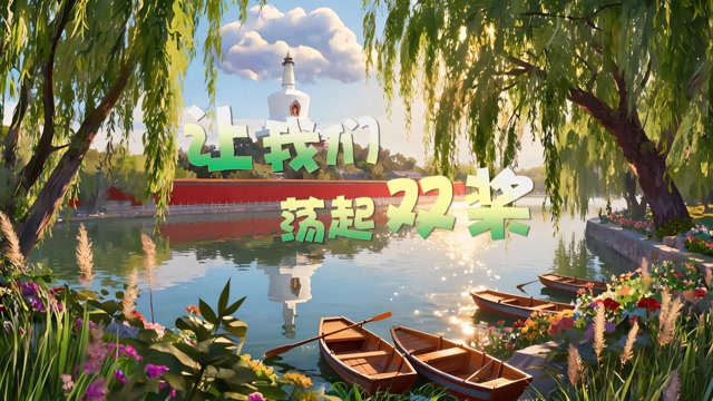 歌曲让我们荡起双桨led视频背景-有词