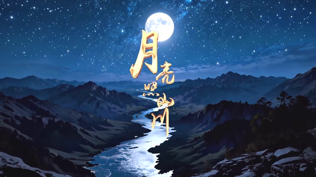 月亮照山川led视频背景-有词