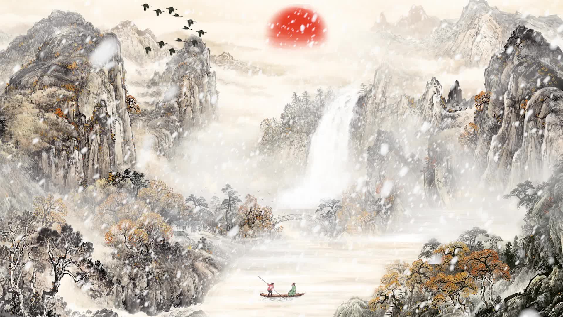 沁园春雪led朗诵视频背景-无字