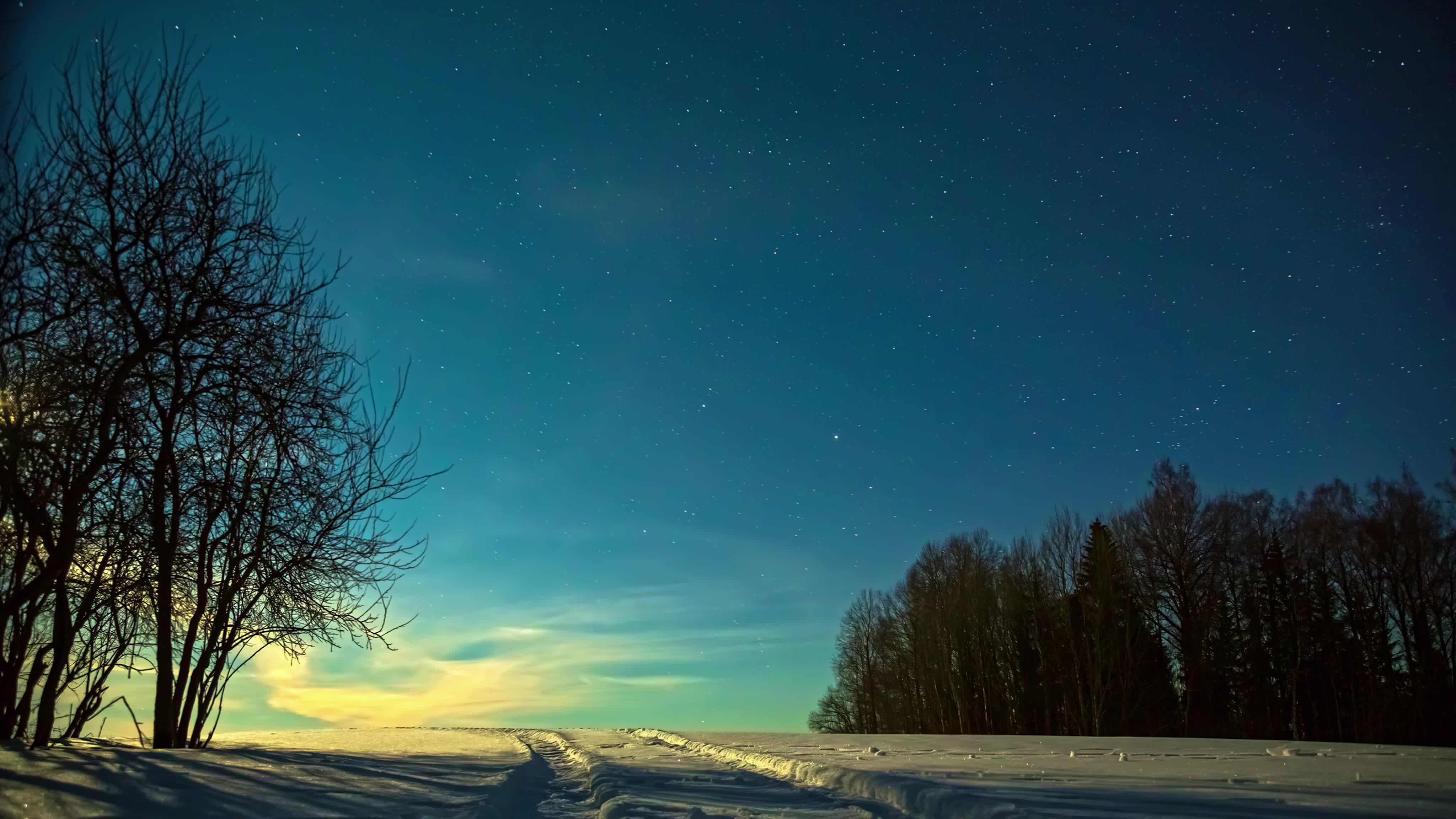 冬天夜晚星空美景